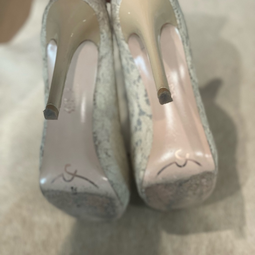 Joan & David Open Toe High Heel With Bow & Lace - image 3